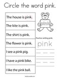 Circle the word pink. Coloring Page