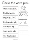 Circle the word pink Coloring Page