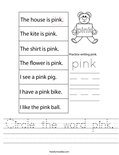 Circle the word pink. Worksheet