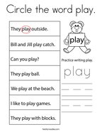 Circle the word play Coloring Page