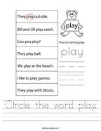 Circle the word play Handwriting Sheet