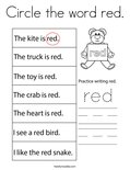 Circle the word red. Coloring Page