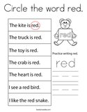 Circle the word red Coloring Page