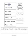 Circle the word snow. Worksheet