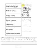 Circle the word Spring. Worksheet