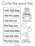 Circle the word the Coloring Page