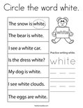 Circle the word white. Coloring Page
