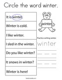 Circle the word winter Coloring Page