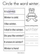 Circle the word winter Coloring Page