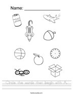 printable worksheet letter a Circle the words that begin with A Handwriting Sheet