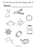 Circle the words that begin with C Coloring Page