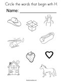 Circle the words that begin with H Coloring Page