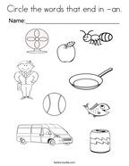 Circle the words that end in -an Coloring Page