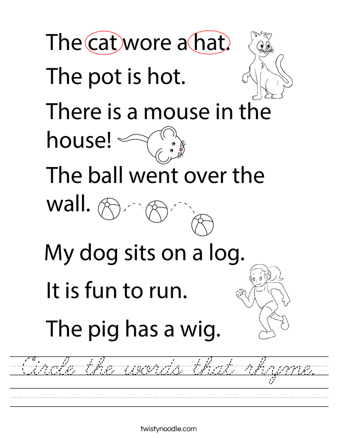 Circle the words that rhyme. Worksheet