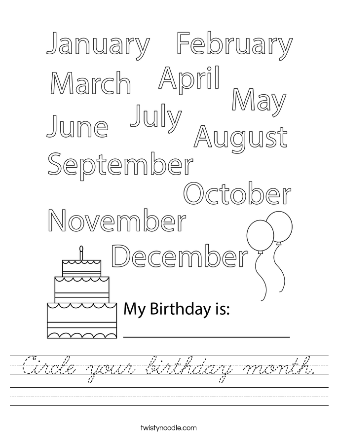 Circle your birthday month. Worksheet