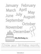 Circle your birthday month Handwriting Sheet