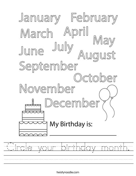 Circle your birthday month. Worksheet