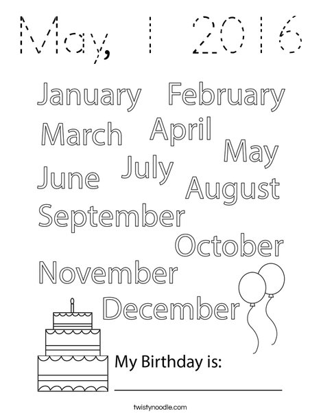Circle your birthday month. Coloring Page