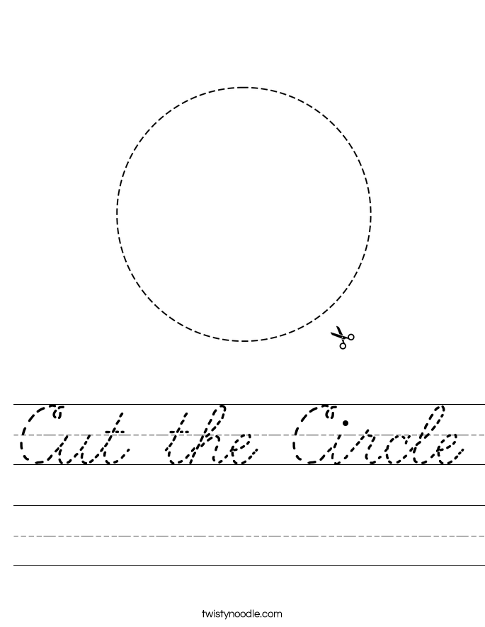 Cut the Circle Worksheet - Cursive - Twisty Noodle
