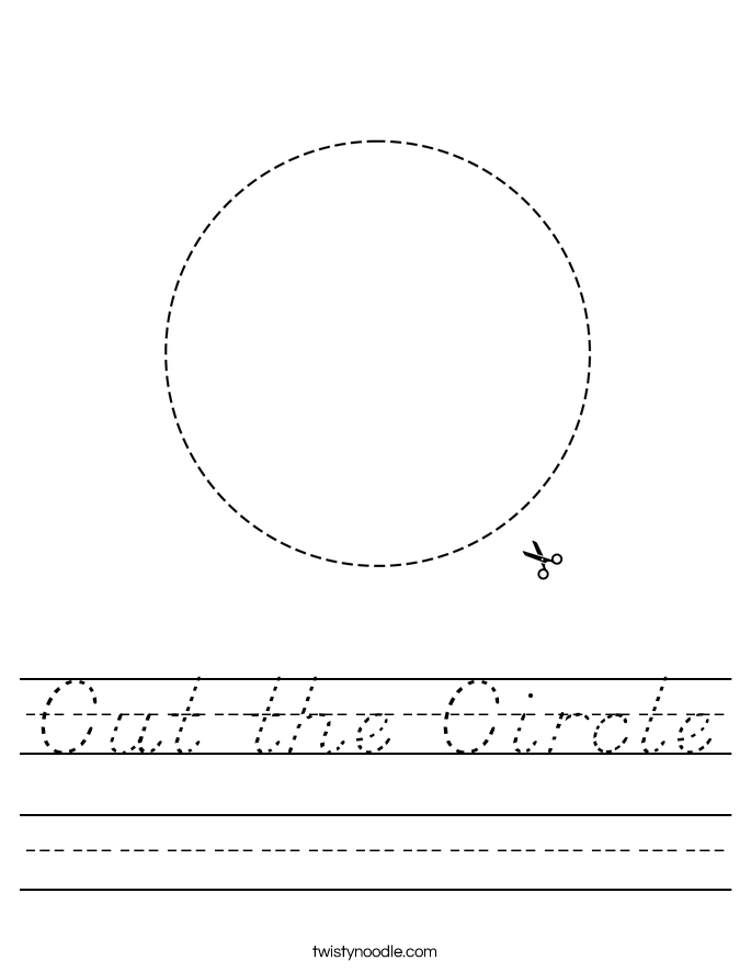 Cut the Circle Worksheet - D'Nealian - Twisty Noodle