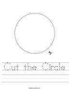 Cut the Circle Handwriting Sheet