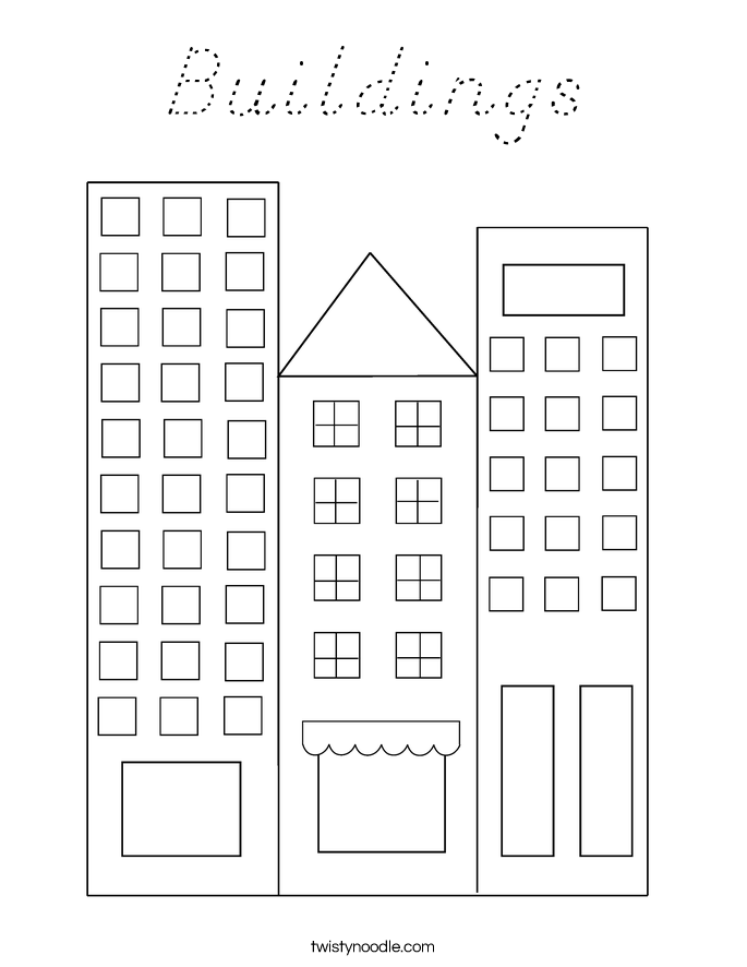 Buildings Coloring Page