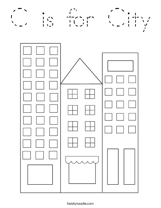 C is for City Coloring Page