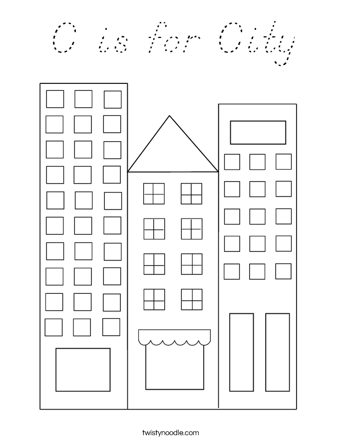 C is for City Coloring Page