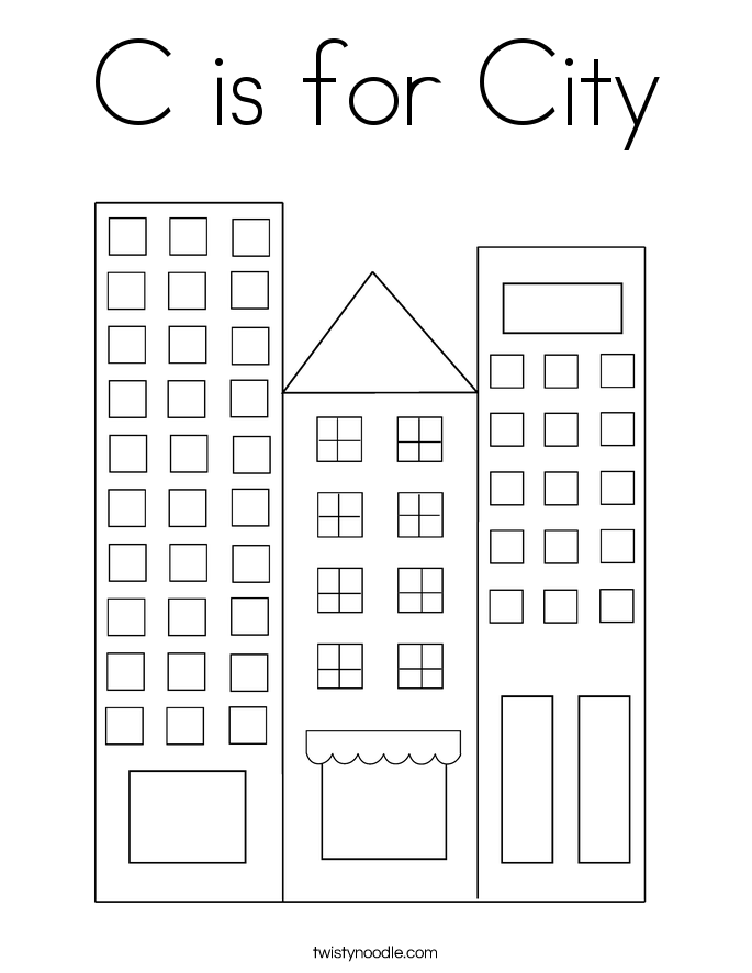 C is for City Coloring Page