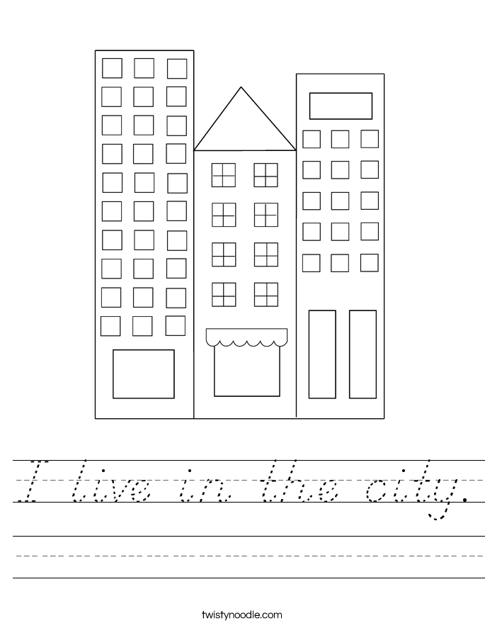 I live in the city. Worksheet