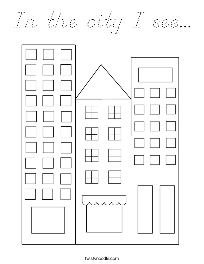 In the city I see... Coloring Page