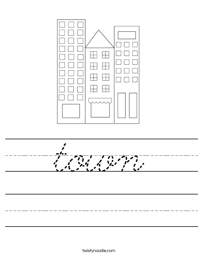 Town In Cursive town Worksheet - Cursive - Twisty Noodle