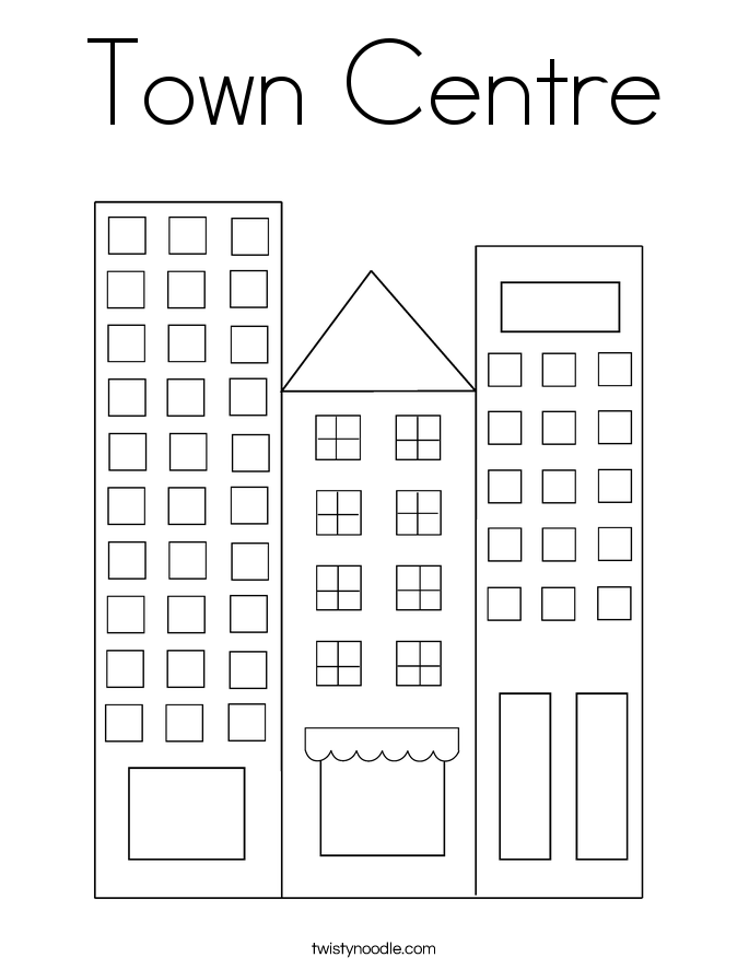 Town Centre Coloring Page - Twisty Noodle