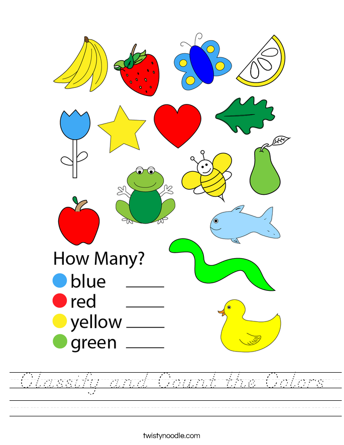 Classify and Count the Colors Worksheet