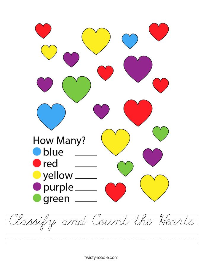 Classify and Count the Hearts Worksheet