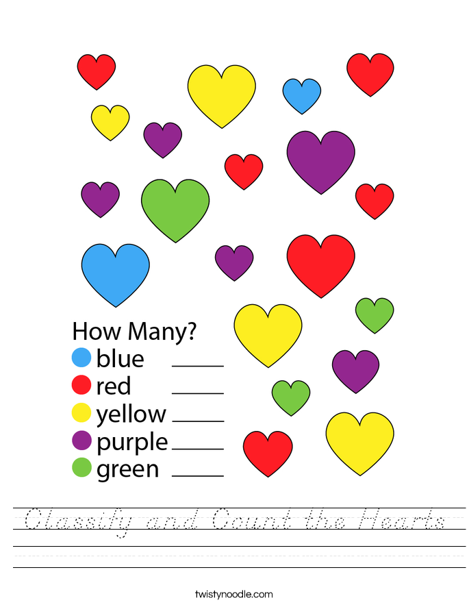Classify and Count the Hearts Worksheet