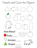 Classify and Count the Objects Coloring Page