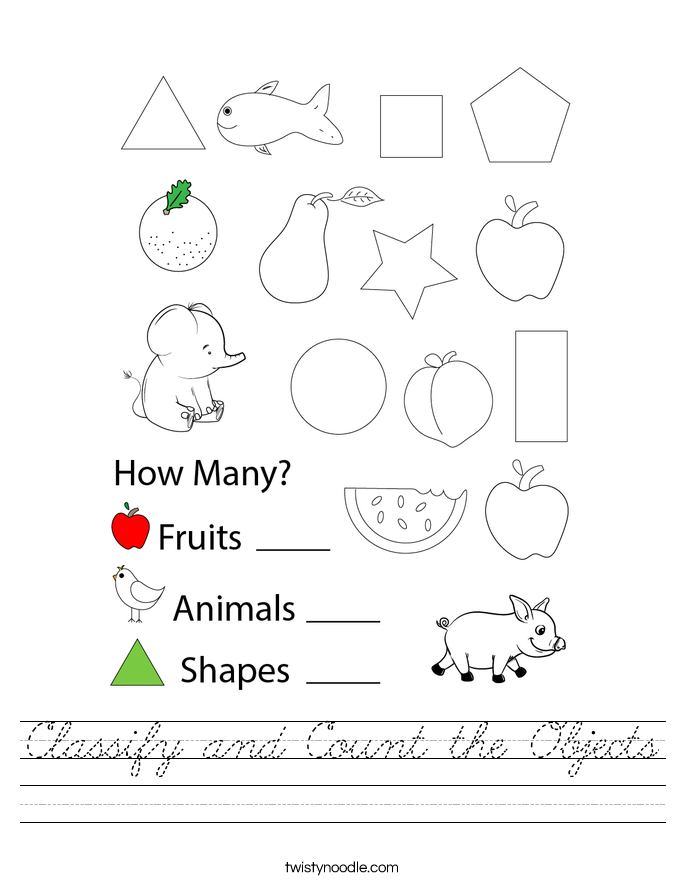 Classify and Count the Objects Worksheet