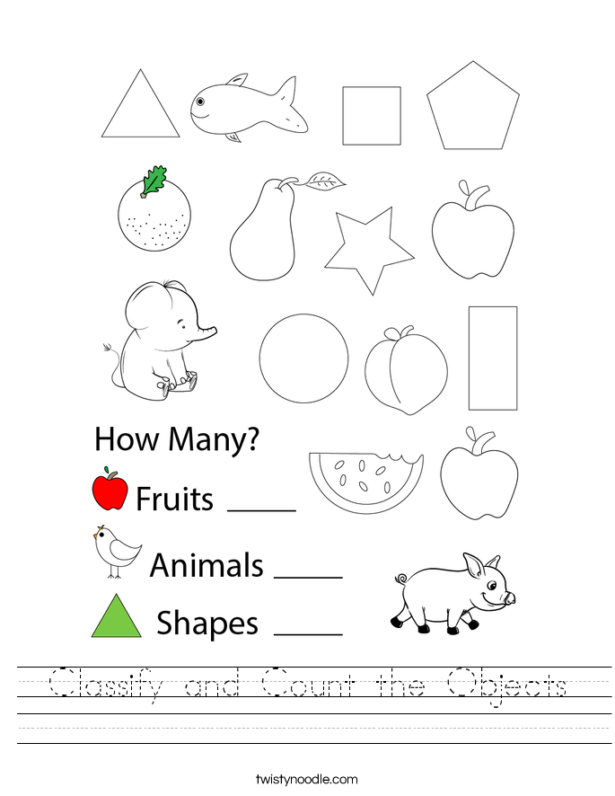 Classify and Count the Objects Worksheet