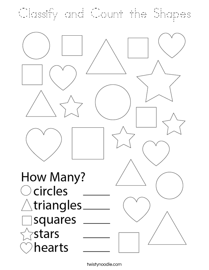 Classify and Count the Shapes Coloring Page