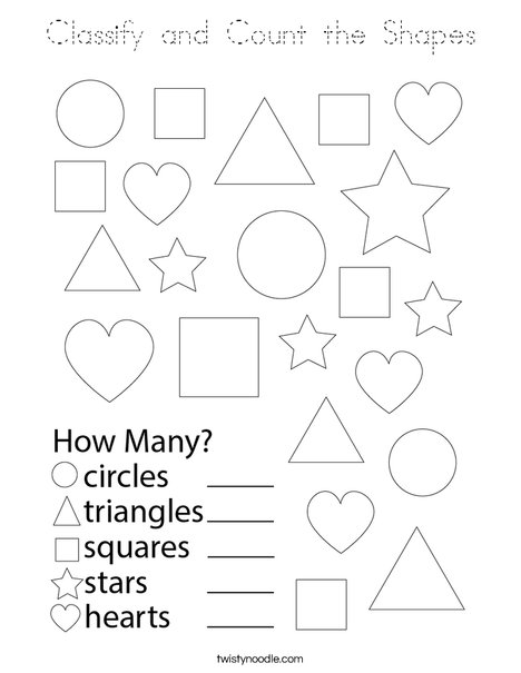 Classify and Count the Shapes Coloring Page