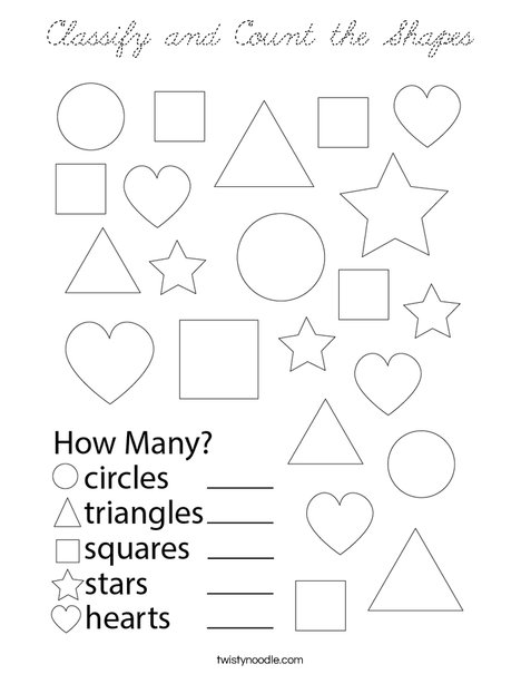 Classify and Count the Shapes Coloring Page