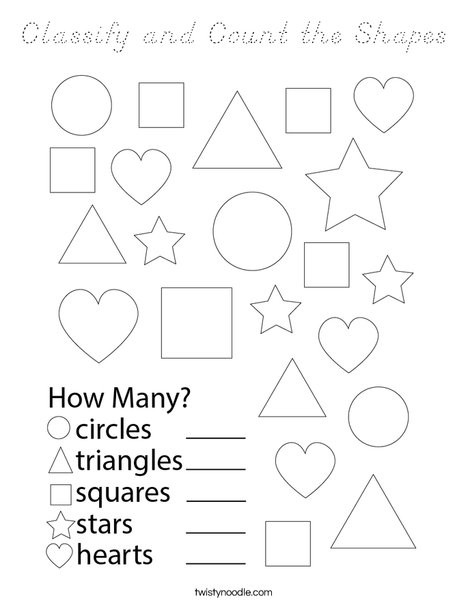 Classify and Count the Shapes Coloring Page