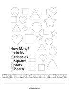 Classify and Count the Shapes Handwriting Sheet