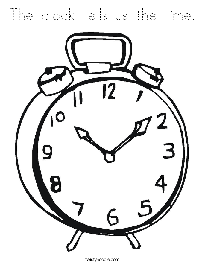 The clock tells us the time. Coloring Page