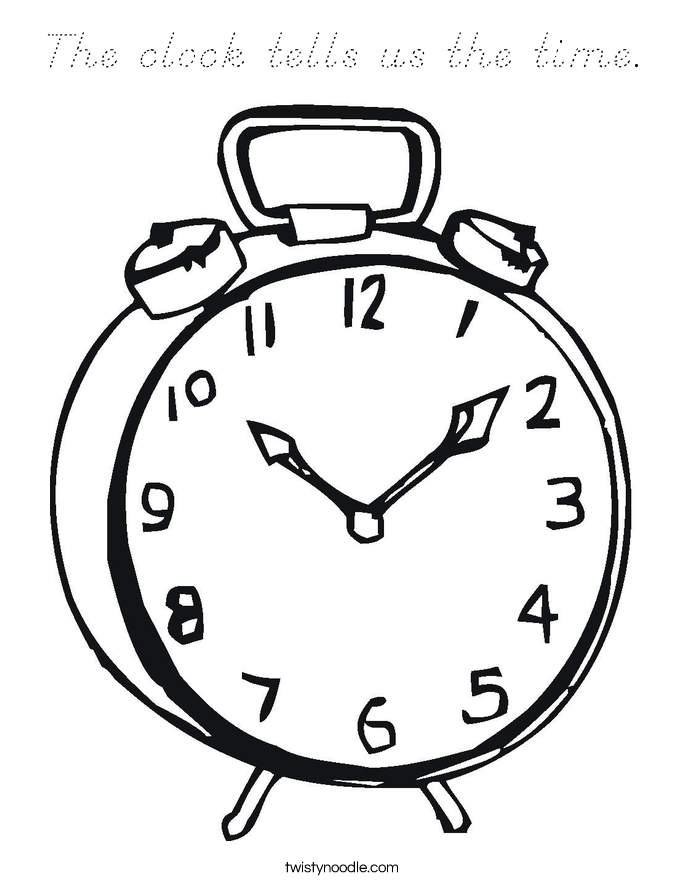 The clock tells us the time. Coloring Page