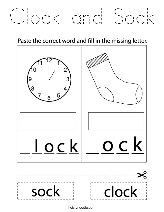Clock and Sock Coloring Page