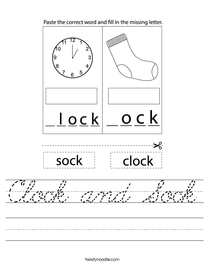 Clock and Sock Worksheet