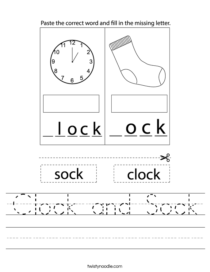 Clock and Sock Worksheet