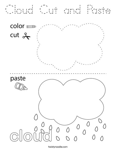 Cloud Cut and Paste Coloring Page